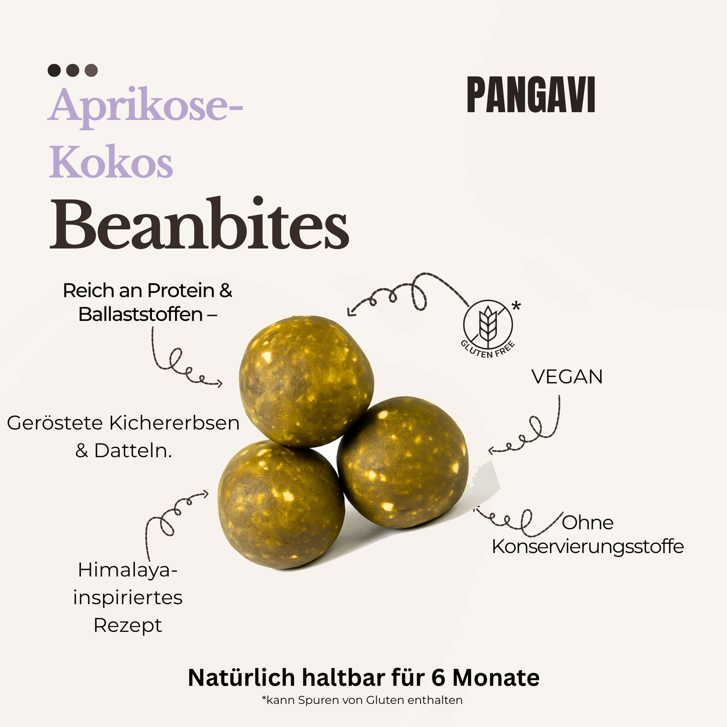 Beanbites Aprikose-Kokos (80g) | Proteinballs | Bohnenpower